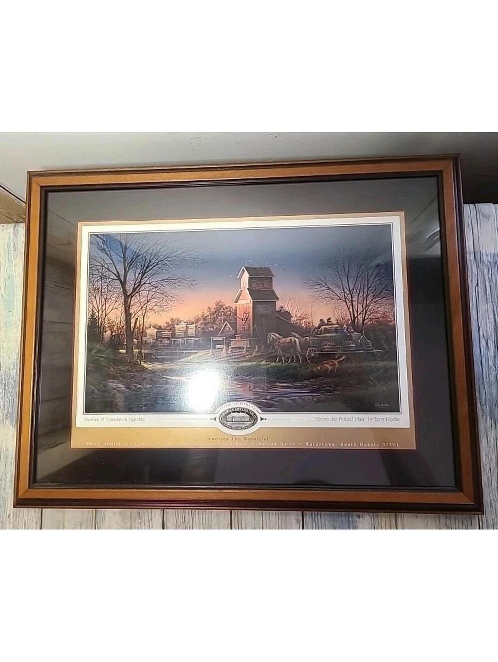 Terry Redlin “Above The Fruited Plain” Framed 1990 Art Poster 17.5x 13.5"